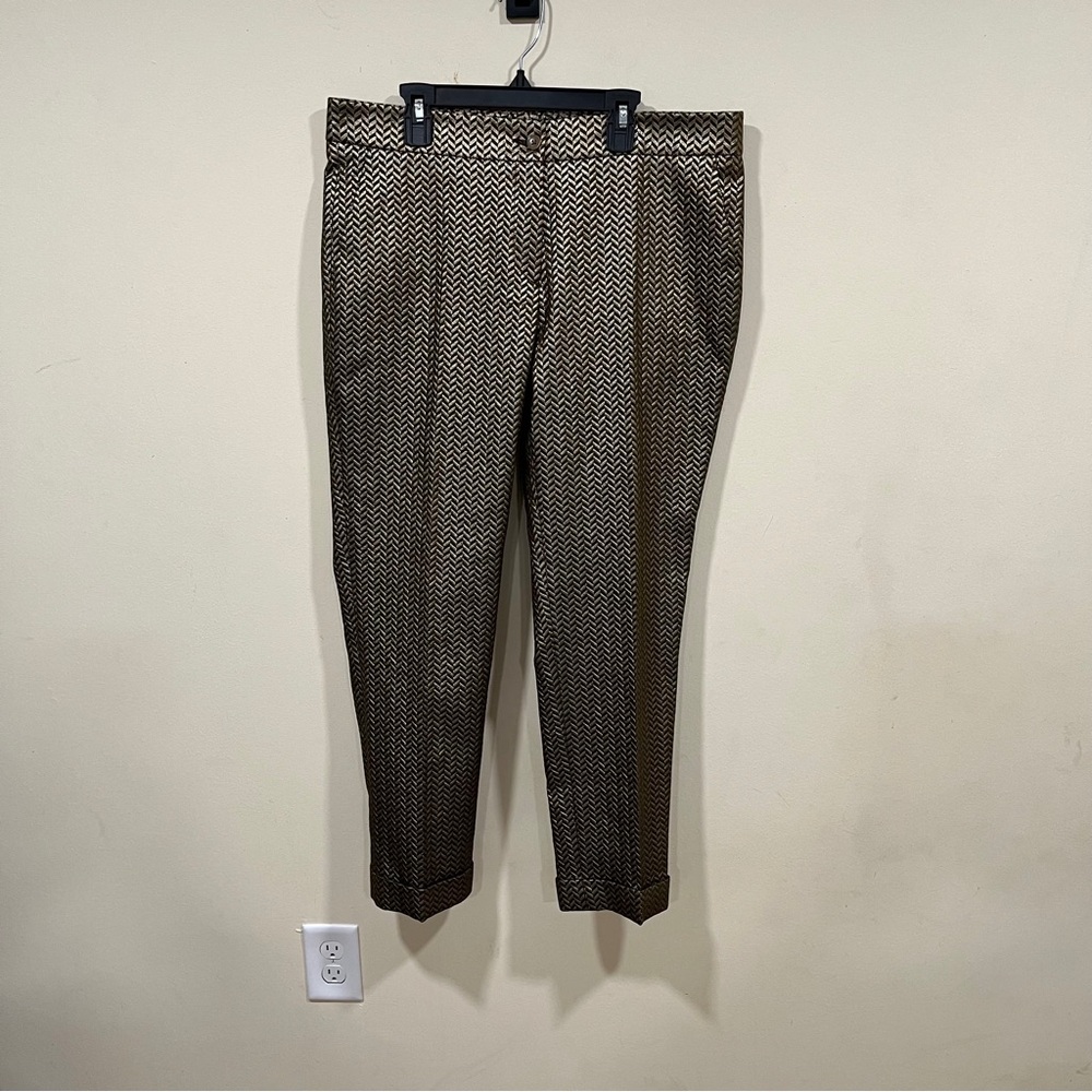 Etro 46 women's pants,metalic,silver/black straight dress pants Emma fit Gold - Picture 1 of 7